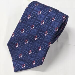 Ermenegildo Zegna Luxury Necktie Men's Blue Textured Sharp Silk Geometric Italy
